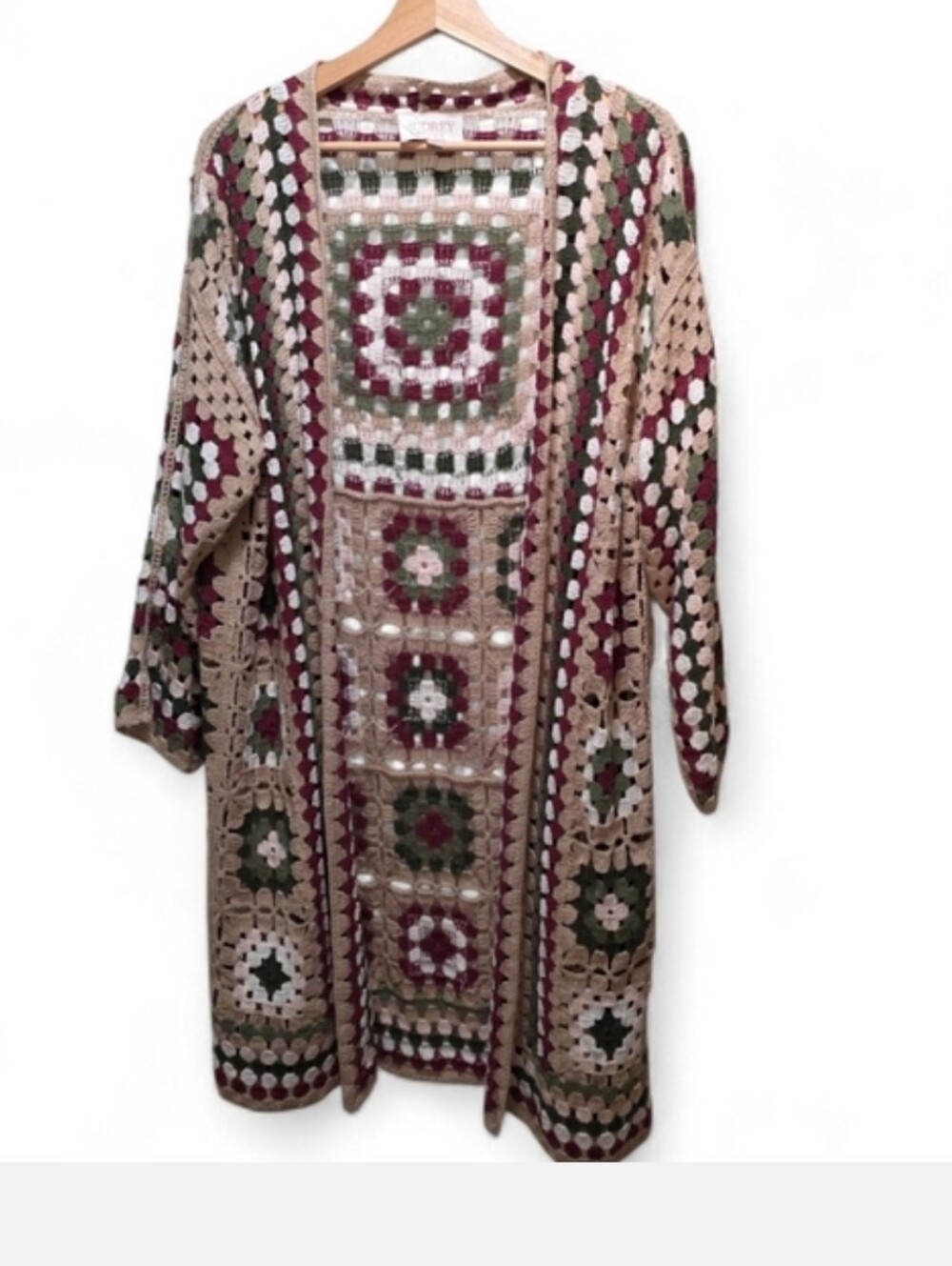 NWOT Audrey Parks Granny Square Boho Duster/Cardigan. L/XL